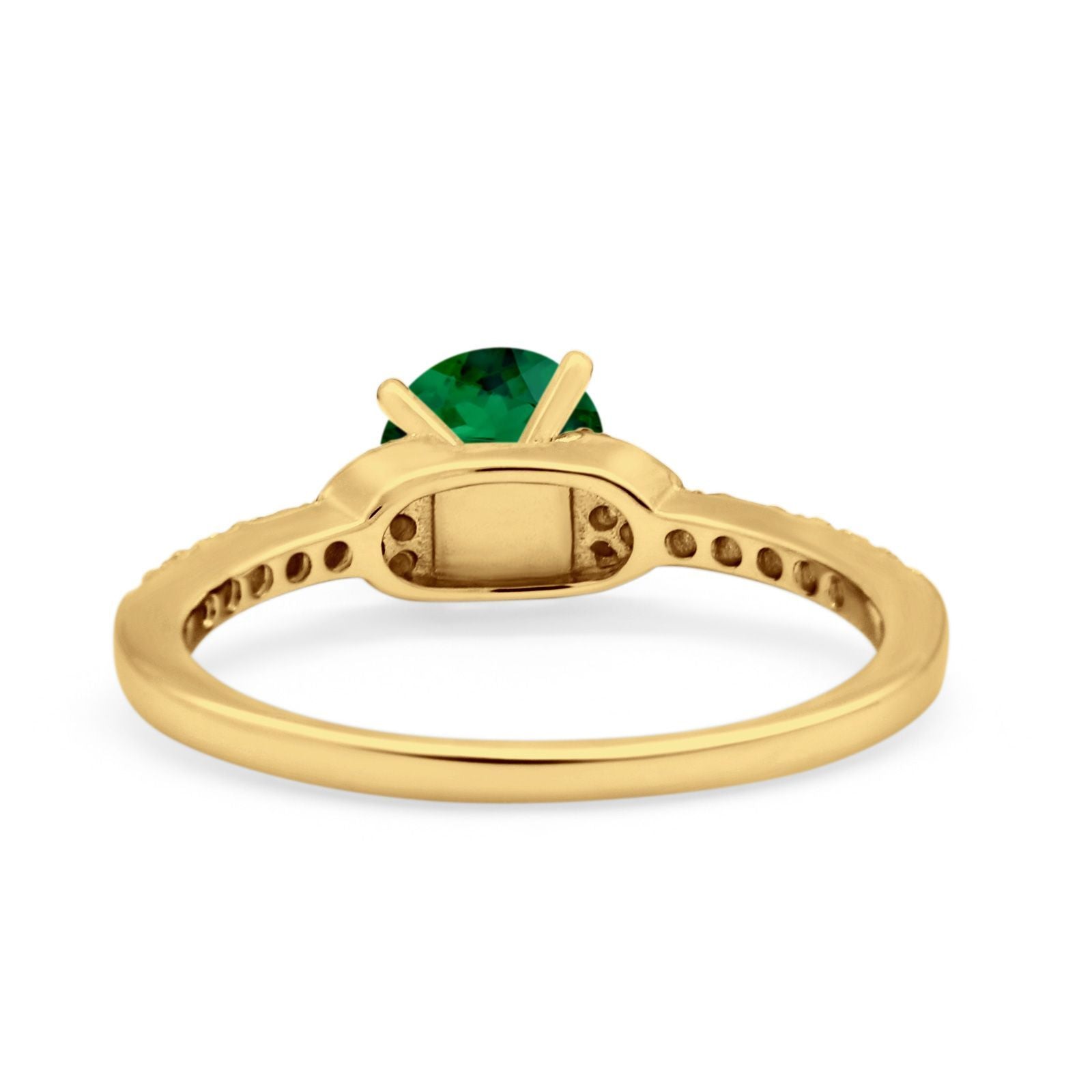 Art Deco Wedding Bridal Ring Round Simulated Cubic Zirconia 925 Sterling Silver