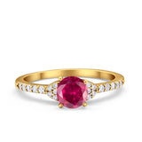 Art Deco Wedding Bridal Ring Round Simulated Cubic Zirconia 925 Sterling Silver