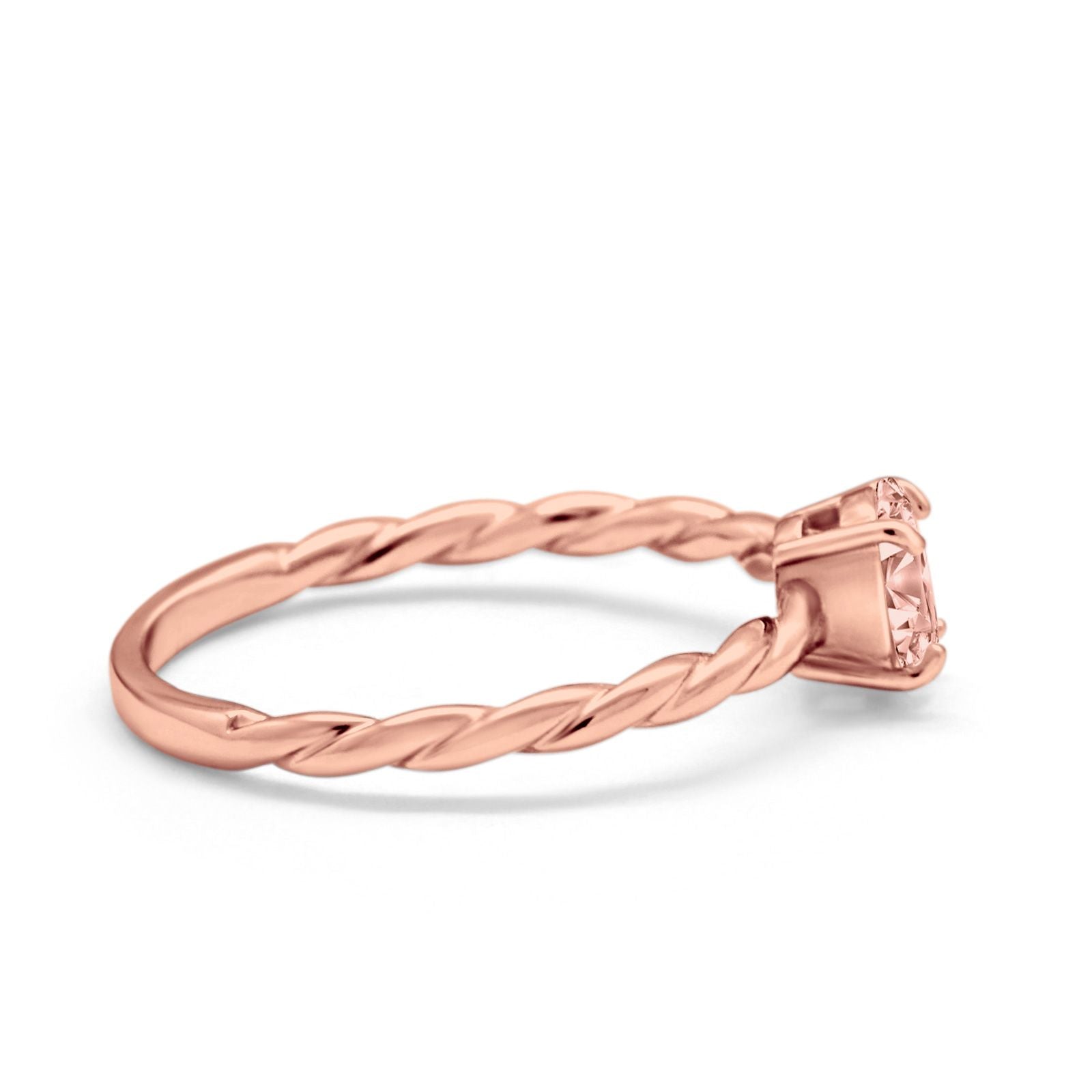 Solitaire Twisted Oval Wedding Ring Simulated Cubic Zirconia 925 Sterling Silver