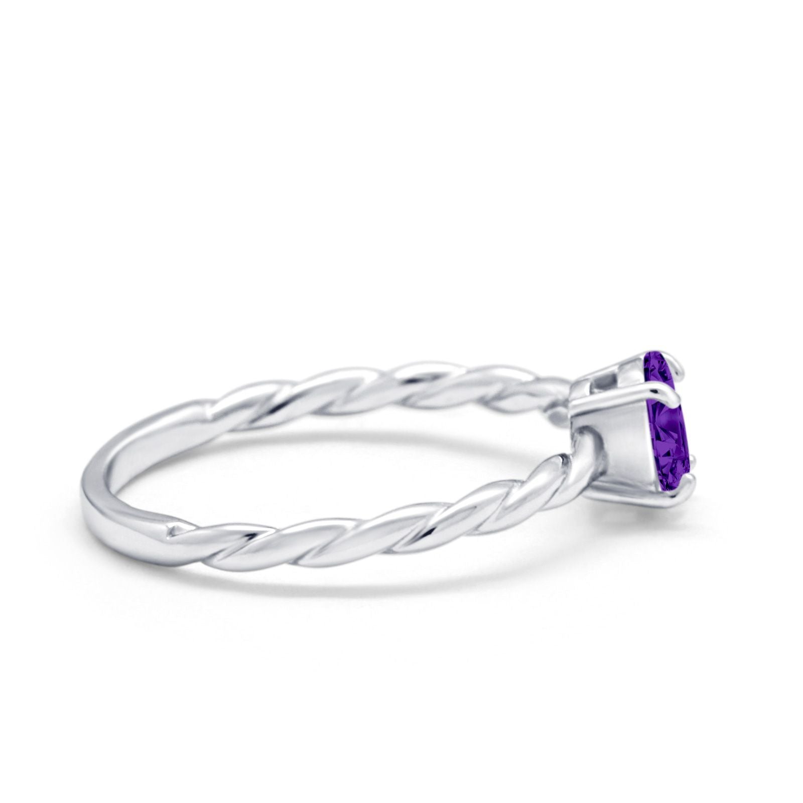 Solitaire Twisted Oval Wedding Ring Simulated Cubic Zirconia 925 Sterling Silver