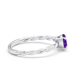 Solitaire Twisted Oval Wedding Ring Simulated Cubic Zirconia 925 Sterling Silver