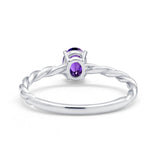 Solitaire Twisted Oval Wedding Ring Simulated Cubic Zirconia 925 Sterling Silver