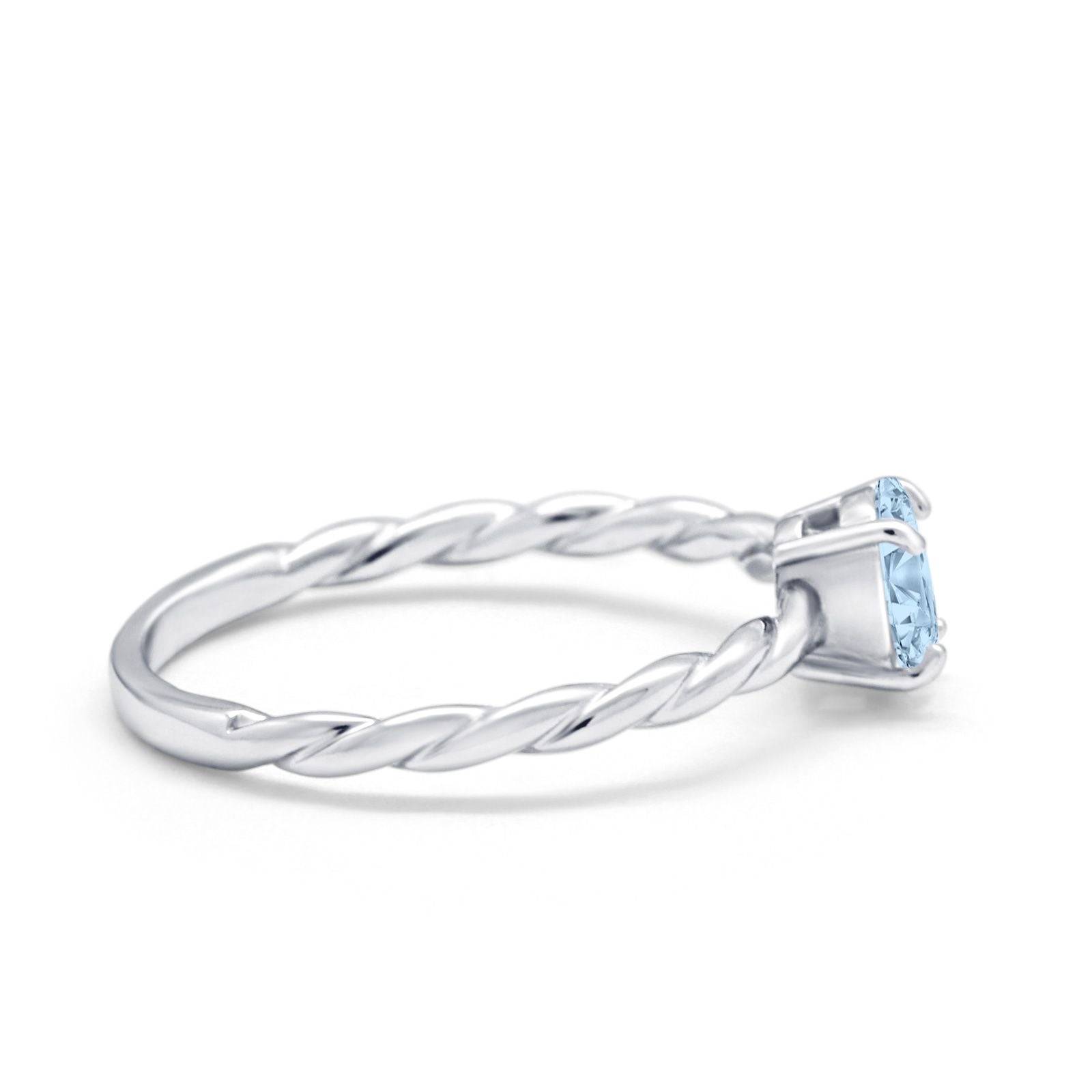 Solitaire Twisted Oval Wedding Ring Simulated Cubic Zirconia 925 Sterling Silver