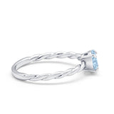 Solitaire Twisted Oval Wedding Ring Simulated Cubic Zirconia 925 Sterling Silver