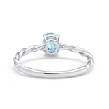 Solitaire Twisted Oval Wedding Ring Simulated Cubic Zirconia 925 Sterling Silver