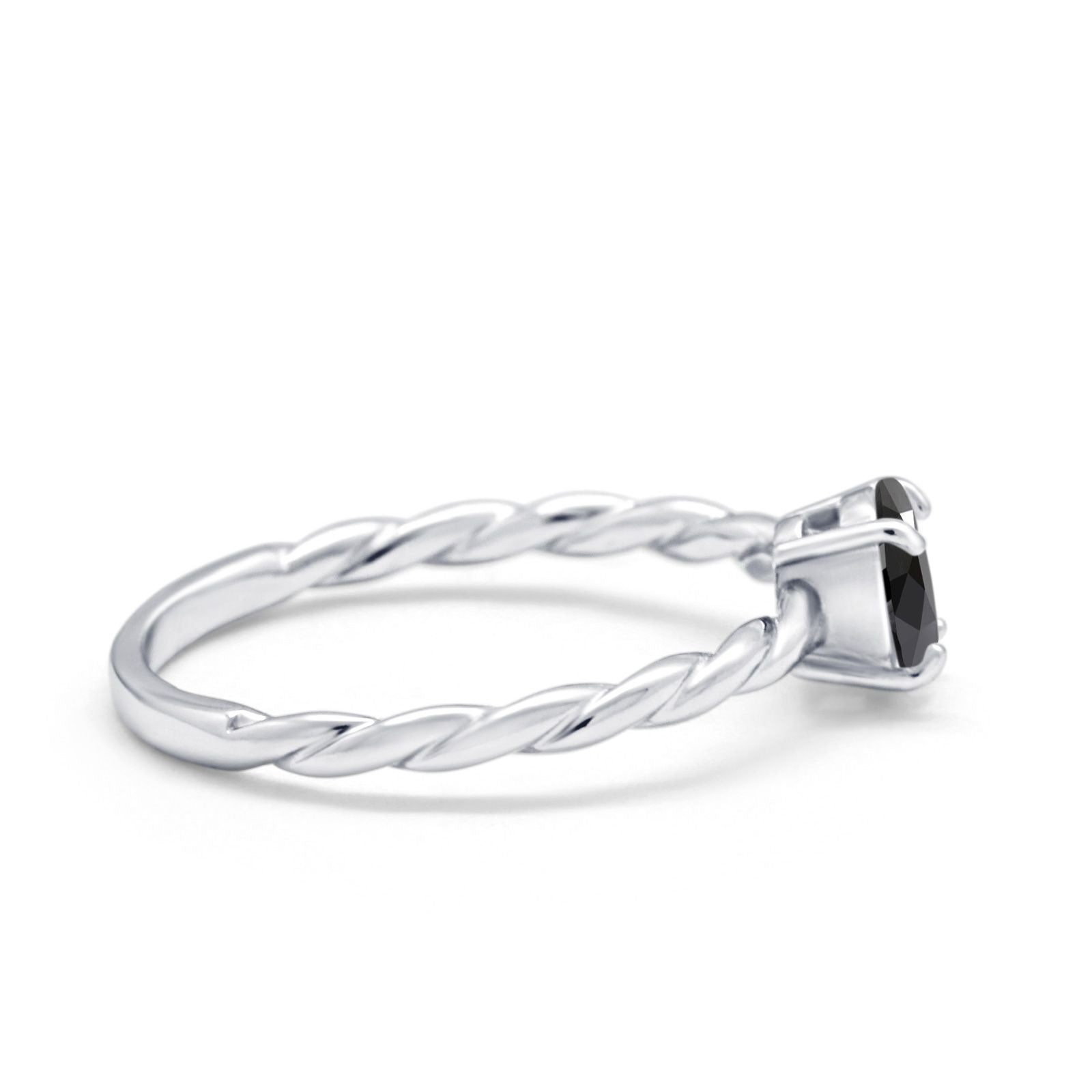 Solitaire Twisted Oval Wedding Ring Simulated Cubic Zirconia 925 Sterling Silver