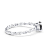 Solitaire Twisted Oval Wedding Ring Simulated Cubic Zirconia 925 Sterling Silver