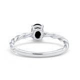 Solitaire Twisted Oval Wedding Ring Simulated Cubic Zirconia 925 Sterling Silver