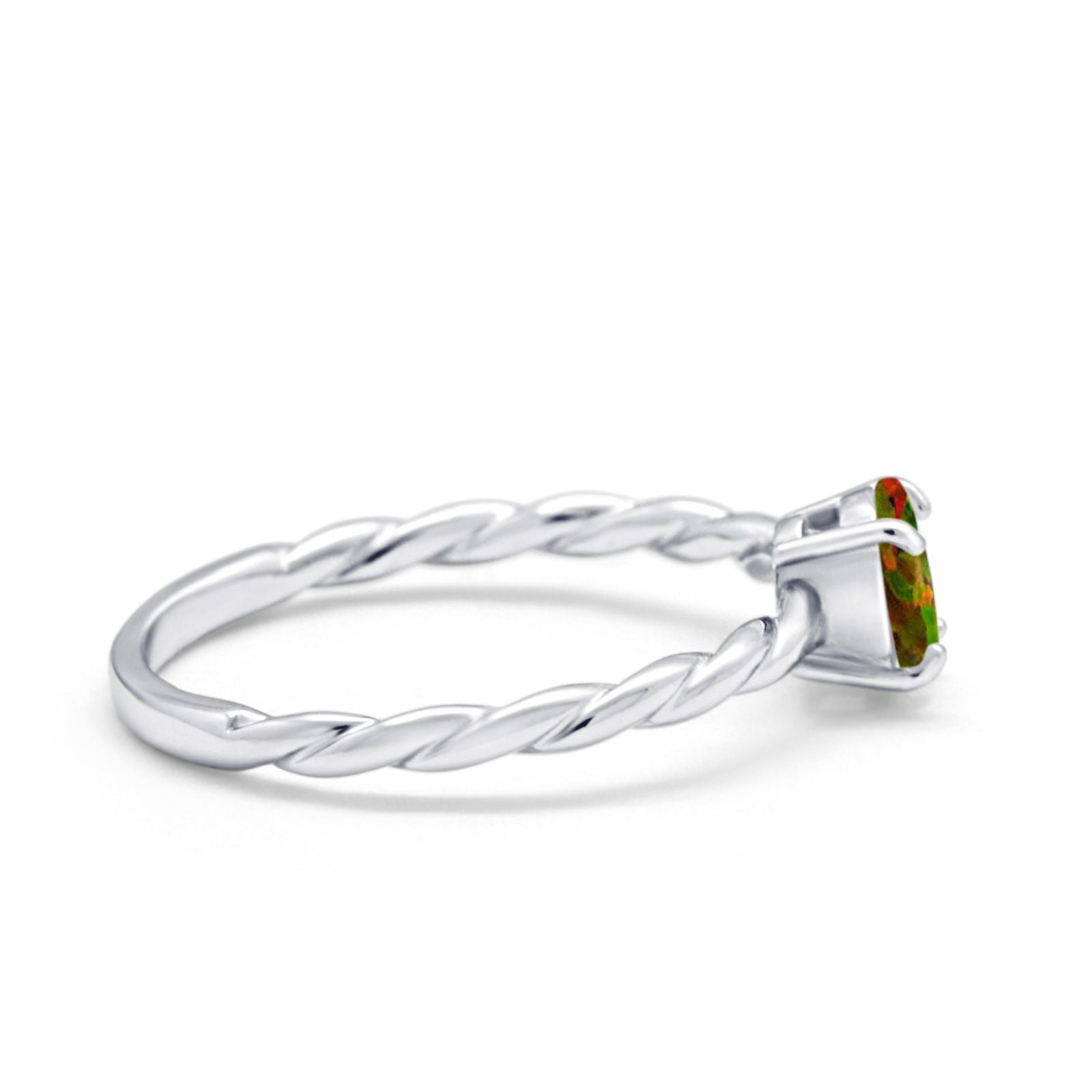 Solitaire Twisted Oval Wedding Ring Simulated Cubic Zirconia 925 Sterling Silver