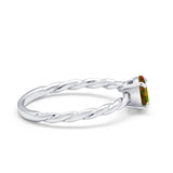 Solitaire Twisted Oval Wedding Ring Simulated Cubic Zirconia 925 Sterling Silver