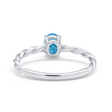 Solitaire Twisted Oval Wedding Ring Simulated Cubic Zirconia 925 Sterling Silver