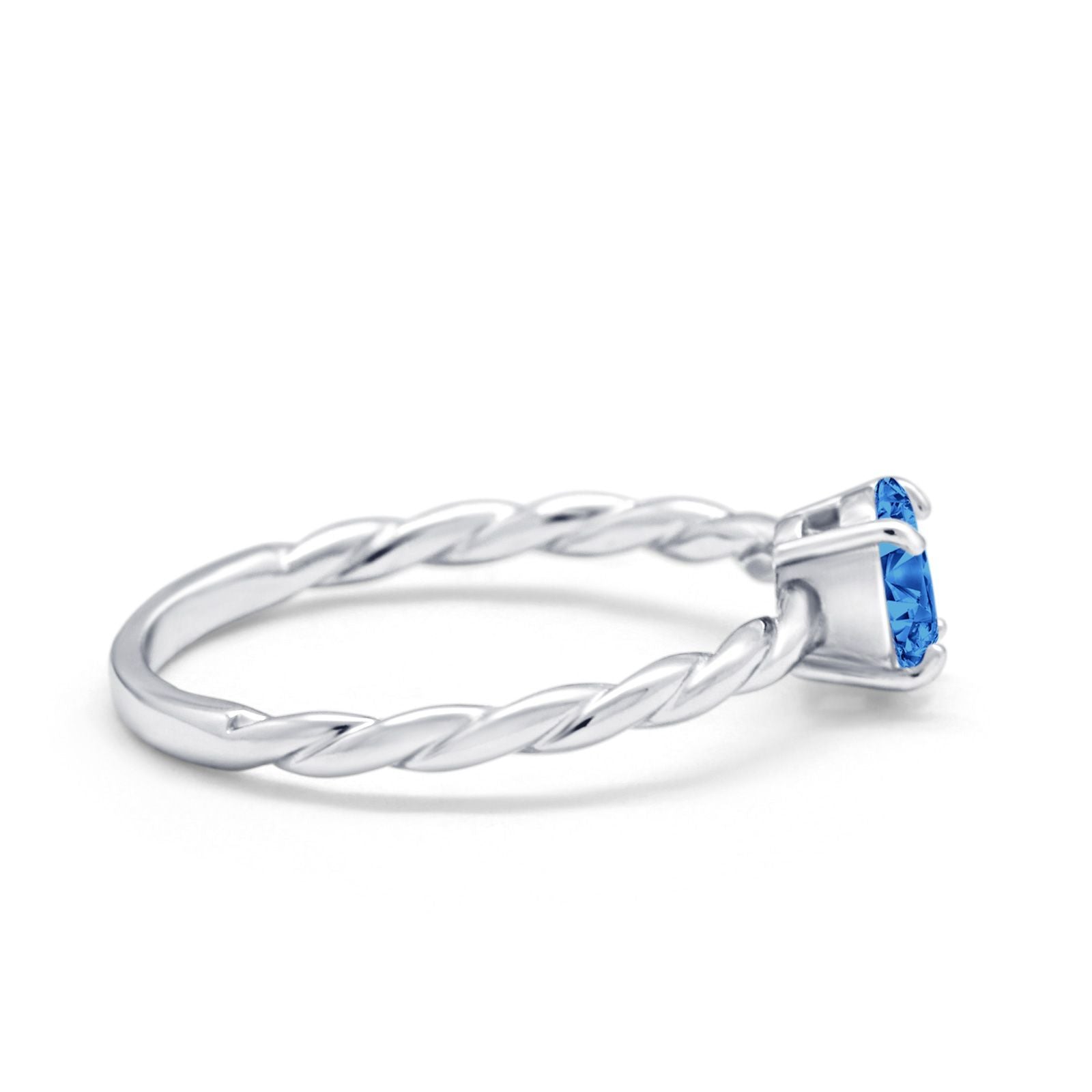 Solitaire Twisted Oval Wedding Ring Simulated Cubic Zirconia 925 Sterling Silver