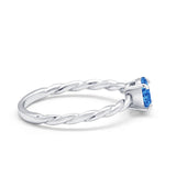 Solitaire Twisted Oval Wedding Ring Simulated Cubic Zirconia 925 Sterling Silver