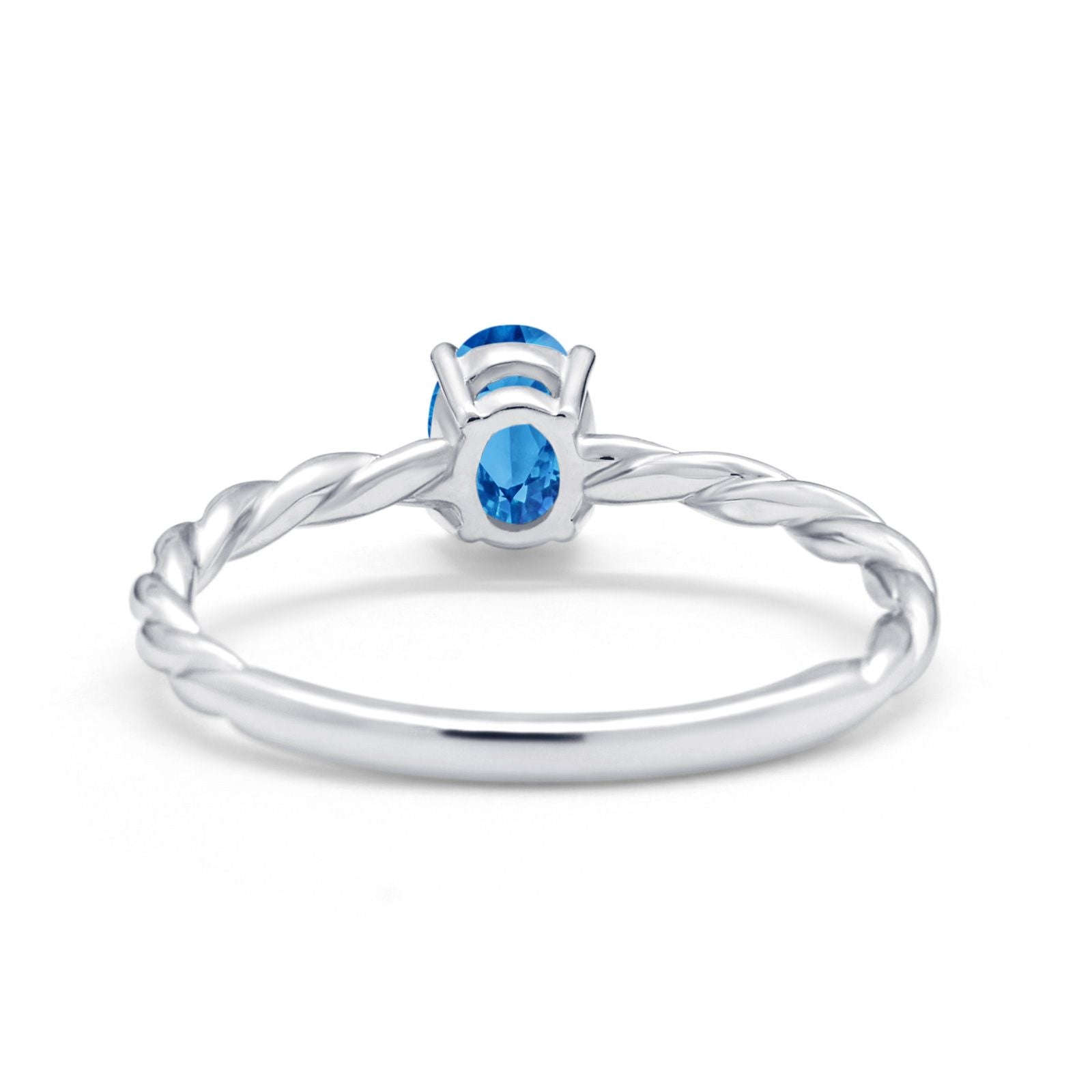 Solitaire Twisted Oval Wedding Ring Simulated Cubic Zirconia 925 Sterling Silver