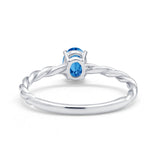 Solitaire Twisted Oval Wedding Ring Simulated Cubic Zirconia 925 Sterling Silver