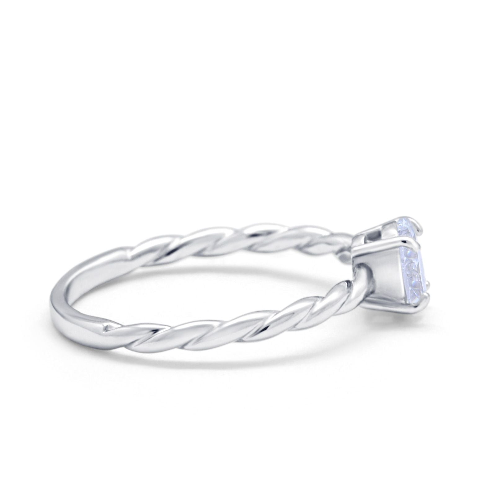 Solitaire Twisted Oval Wedding Ring Simulated Cubic Zirconia 925 Sterling Silver