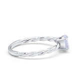 Solitaire Twisted Oval Wedding Ring Simulated Cubic Zirconia 925 Sterling Silver