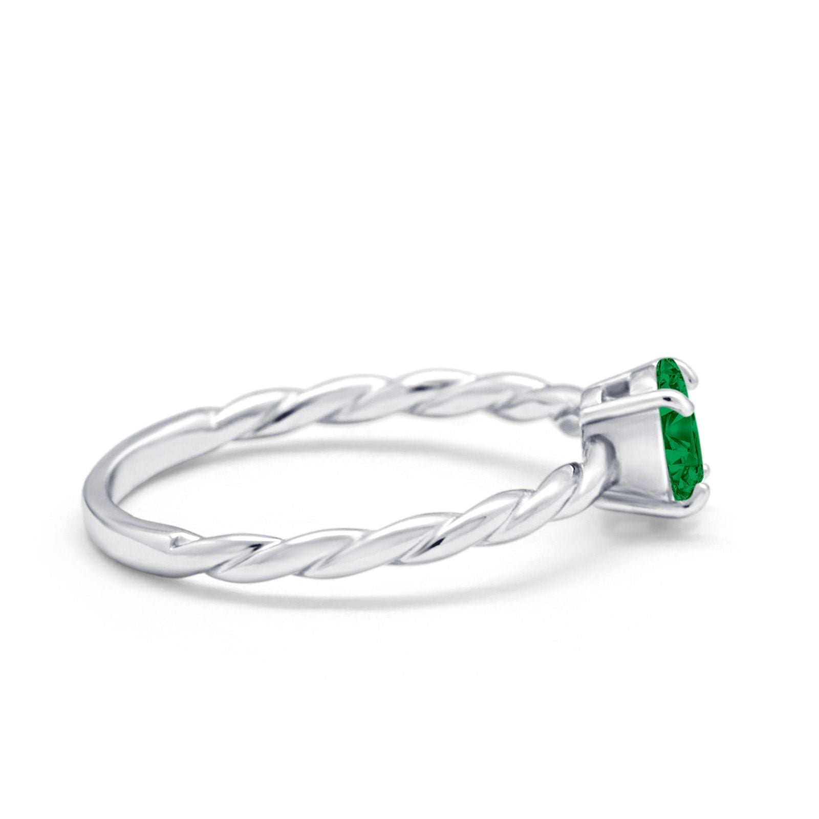 Solitaire Twisted Oval Wedding Ring Simulated Cubic Zirconia 925 Sterling Silver