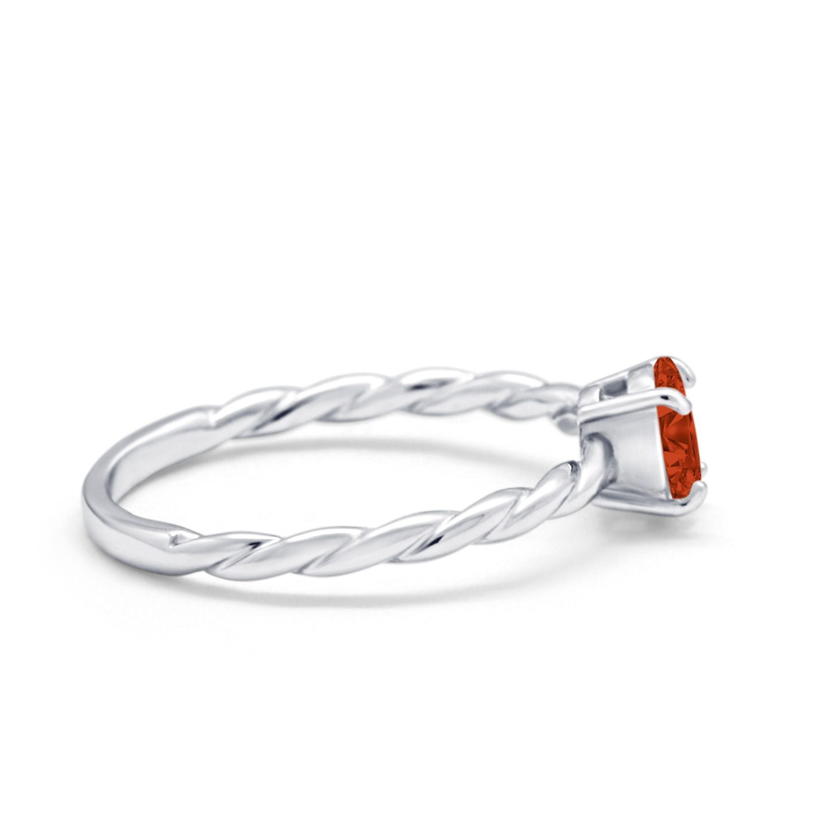 Solitaire Twisted Oval Wedding Ring Simulated Cubic Zirconia 925 Sterling Silver