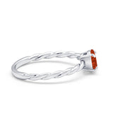 Solitaire Twisted Oval Wedding Ring Simulated Cubic Zirconia 925 Sterling Silver