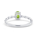 Solitaire Twisted Oval Wedding Ring Simulated Cubic Zirconia 925 Sterling Silver