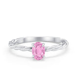 Solitaire Twisted Oval Wedding Ring Simulated Cubic Zirconia 925 Sterling Silver