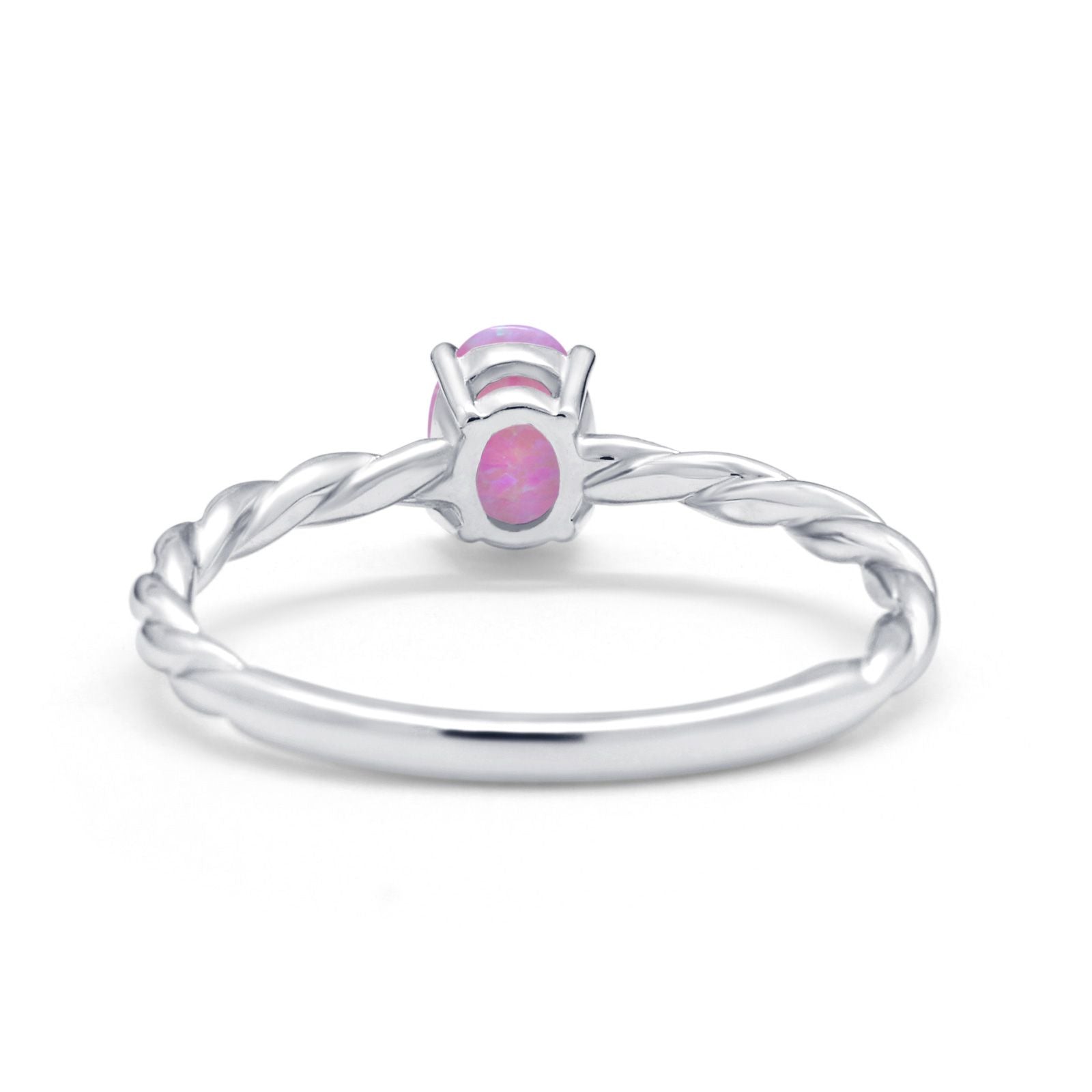 Solitaire Twisted Oval Wedding Ring Simulated Cubic Zirconia 925 Sterling Silver