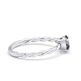 Solitaire Twisted Oval Wedding Ring Simulated Cubic Zirconia 925 Sterling Silver