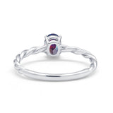 Solitaire Twisted Oval Wedding Ring Simulated Cubic Zirconia 925 Sterling Silver