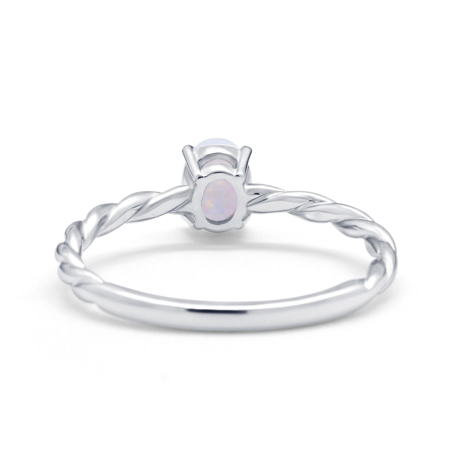 Solitaire Twisted Oval Wedding Ring Simulated Cubic Zirconia 925 Sterling Silver