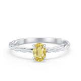 Solitaire Twisted Oval Wedding Ring Simulated Cubic Zirconia 925 Sterling Silver