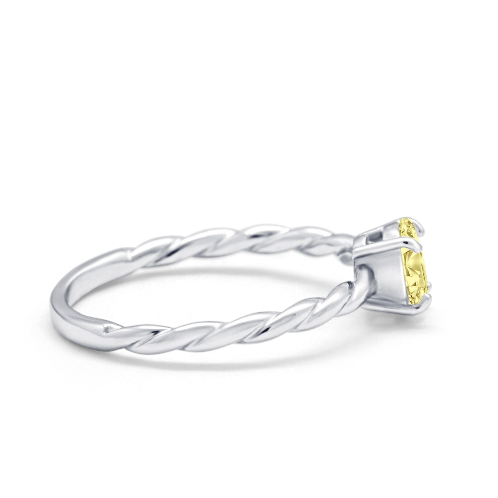 Solitaire Twisted Oval Wedding Ring Simulated Cubic Zirconia 925 Sterling Silver