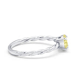 Solitaire Twisted Oval Wedding Ring Simulated Cubic Zirconia 925 Sterling Silver