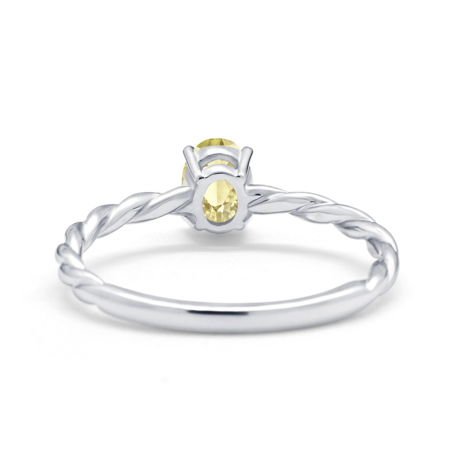 Solitaire Twisted Oval Wedding Ring Simulated Cubic Zirconia 925 Sterling Silver