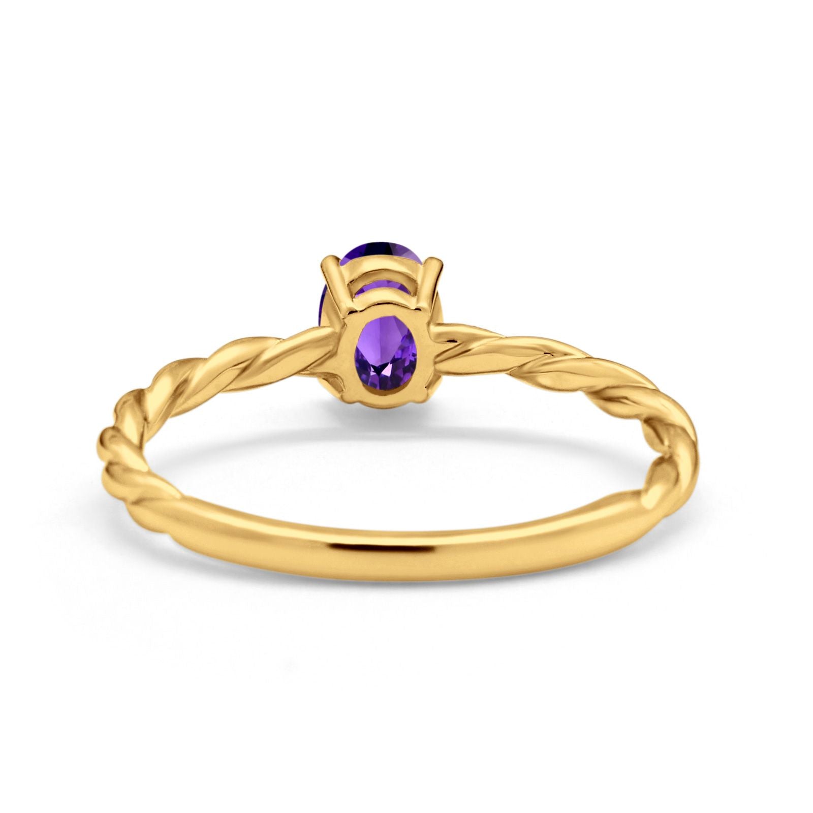 Solitaire Twisted Oval Wedding Ring Simulated Cubic Zirconia 925 Sterling Silver