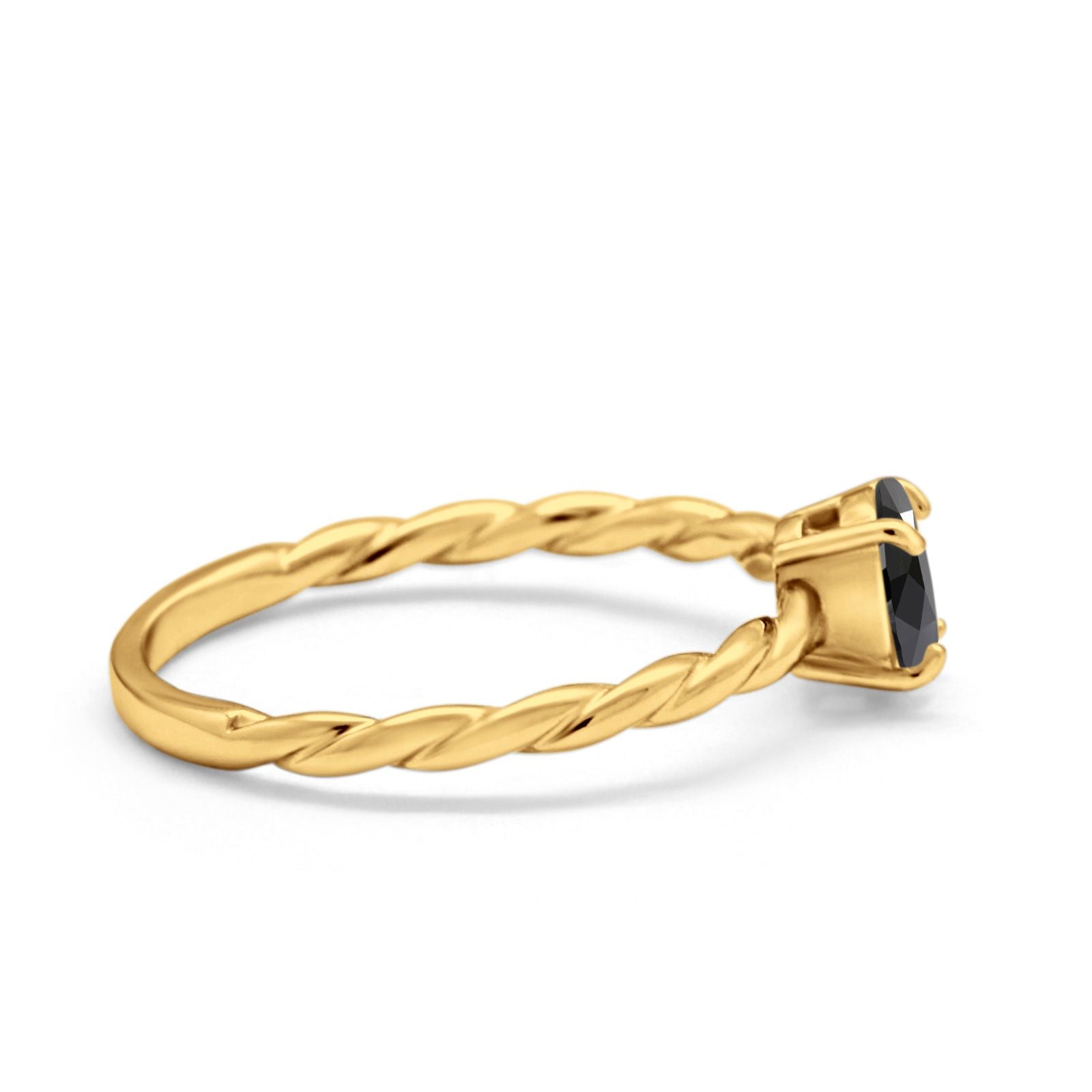 Solitaire Twisted Oval Wedding Ring Simulated Cubic Zirconia 925 Sterling Silver