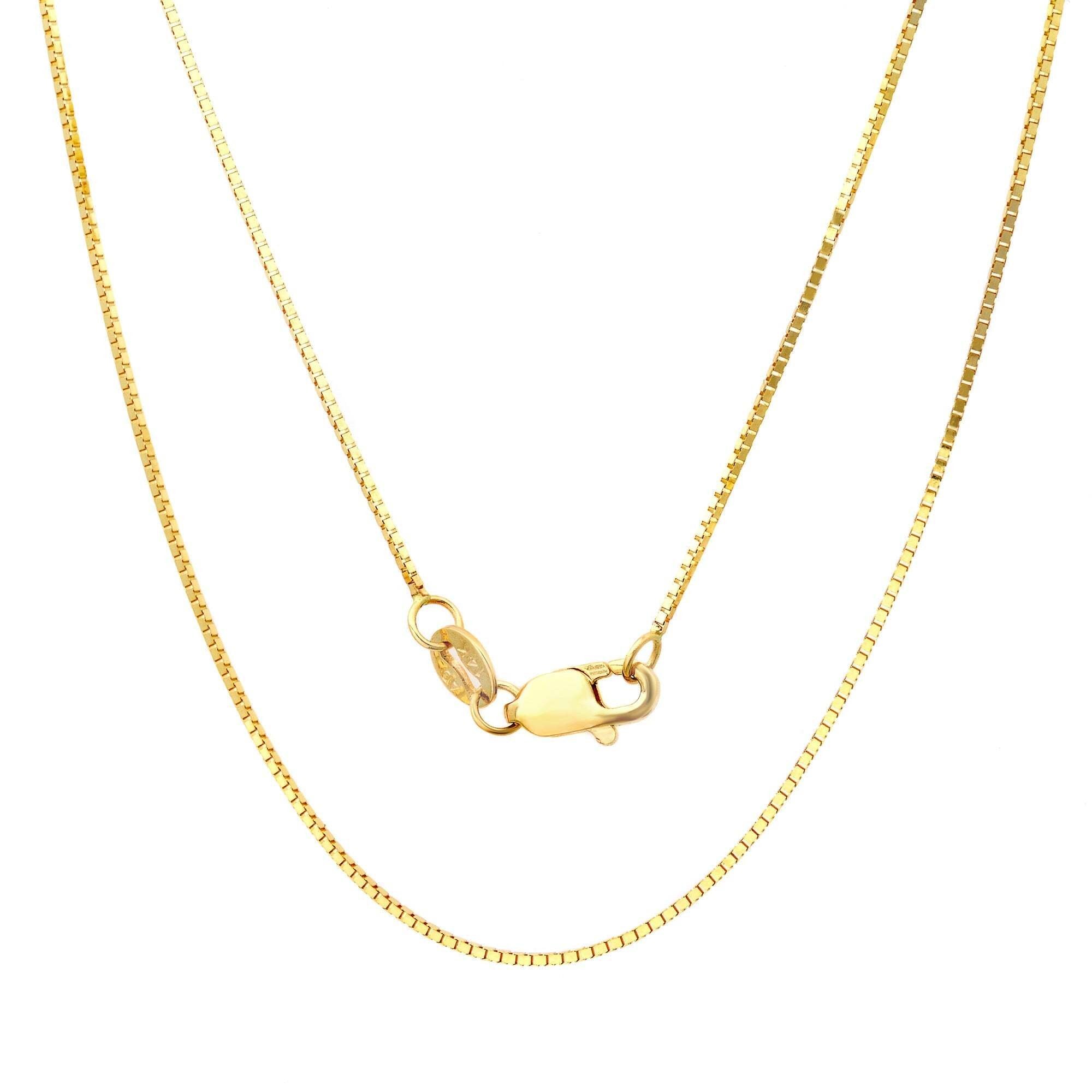 1MM 019 Yellow Gold Box Chain .925 Sterling Silver Sizes "16-24"