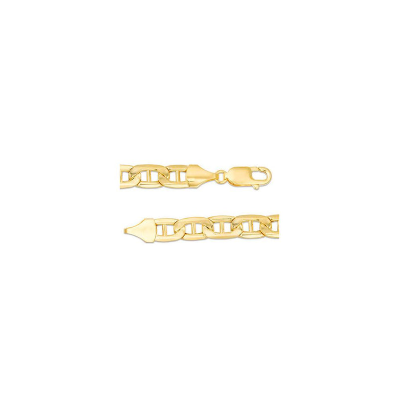11.8MM 250 Mariner Link Yellow Gold Chain 925 Sterling Silver 8-28 In