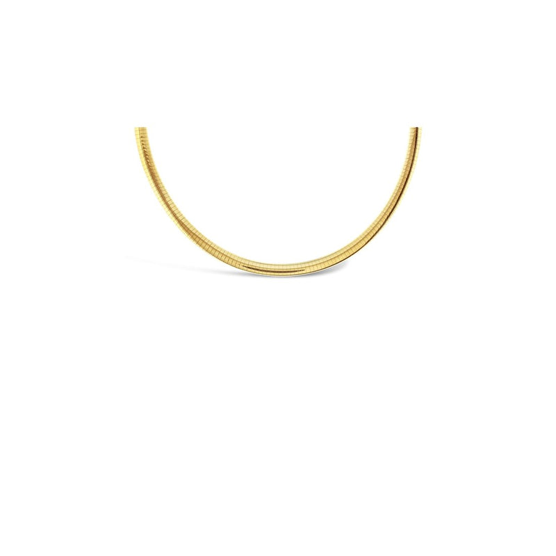 Round Omega Chain Yellow Gold 925 Sterling Silver