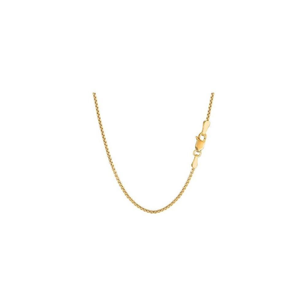 4.4MM 250 Yellow Gold Round Box Chain .925 Sterling Silver "8-28"