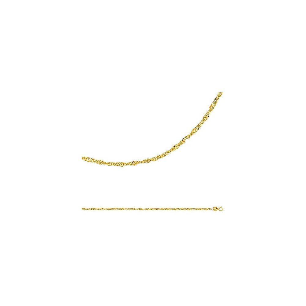 1.6MM 025 Yellow Gold Singapore Chain .925 Sterling Silver Sizes "7-20"