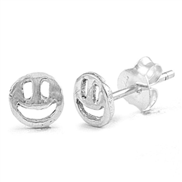 5mm Cute Small Tiny Smiling Face Stud Post Earrings Solid 925 Sterling Silver Smiling Face Earrings Gift For Children Kids  Jewelry - Blue Apple Jewelry