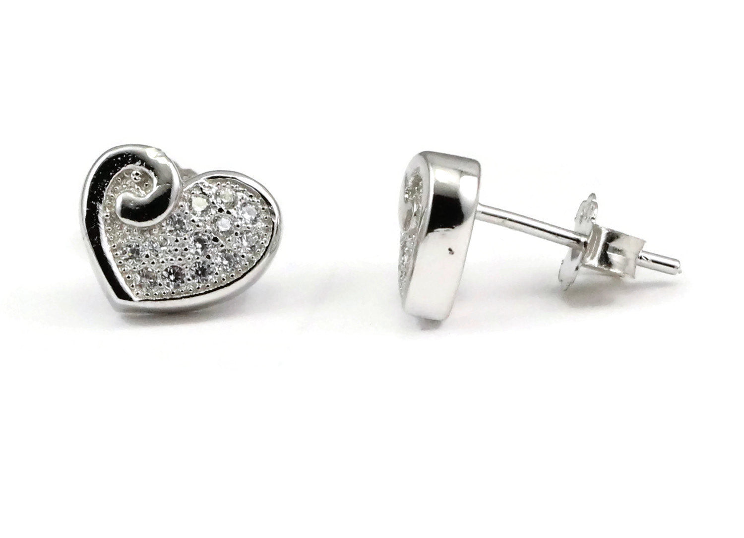 heart swirl stud earrings