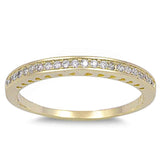 2mm Yellow Gold over 925 Sterling Silver Round White Topaz CZ Half Eternity Wedding Engagement Anniversary Band Ring Matching Band - Blue Apple Jewelry