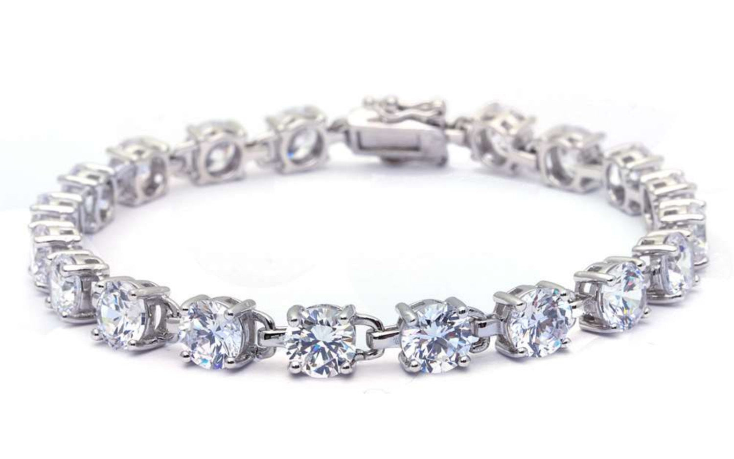 Tennis Bracelet 16.5 Carat Round Cut Clear Diamond White CZ Solid 925 Sterling Silver Solitaire Wedding Engagement Tennis Bracelet Top Gift - Blue Apple Jewelry
