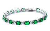 Ladies Classic Tennis Bracelet 13.5 Carat Oval Cut Emerald Green CZ Solid 925 Sterling Silver Solitaire Wedding Engagement Tennis Bracelet
