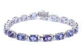 Ladies Classic Tennis Bracelet 13.5 Carat Oval Cut Tanzanite CZ Solid 925 Sterling Silver Solitaire Wedding Engagement Tennis Bracelet