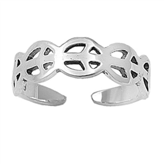 Silver Toe Ring Peace Toe 5mm in Solid 925 Sterling Peace Sign Simple Plain Toe Ring free size Ladies Jewelry Fashion Toe Ring Gift - Blue Apple Jewelry
