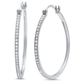 New Design 30mm Hoop Earrings Solid 925 Sterling Silver Micro Pave Round White Clear CZ Half Eternity Hoop Earring April Stone - Blue Apple Jewelry