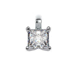 14K Solid White Gold 5mm 6mm Princess Cut Square Clear White Diamond CZ Solitaire Pendant Charm Necklace Solid 14K White Gold Wedding Gift - Blue Apple Jewelry